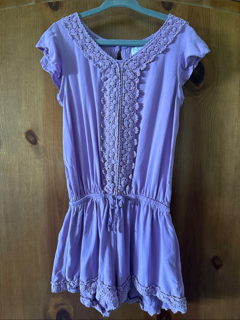 Ella Moss Lavender Crochet-Trim Girls' Romper